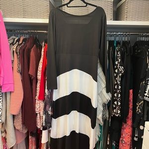 Long Sleeve Black and White Striped Maxi